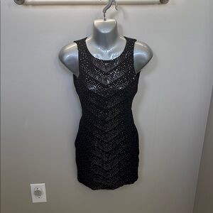 BCBGMaxAzria Black Sequin Bodycon Mini Dress for Cocktail
